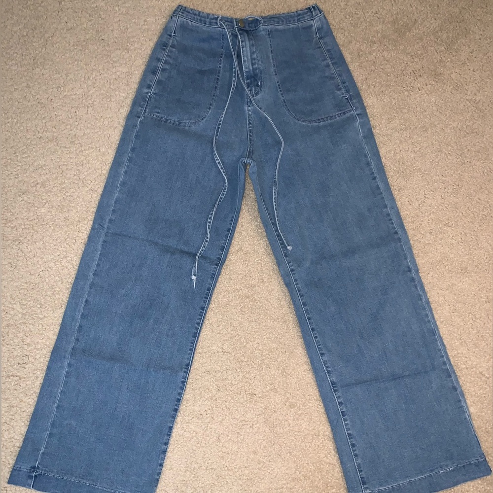 Denim drawstring jeans